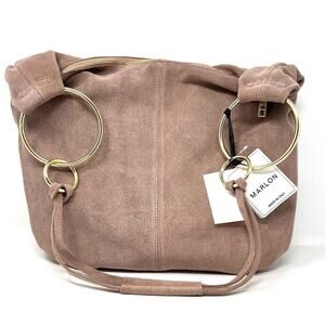 Marlon Suede Slouchy Hobo Shoulder Bag XL Xbody DUSTY PINK GOLD RINGS X-LARGE